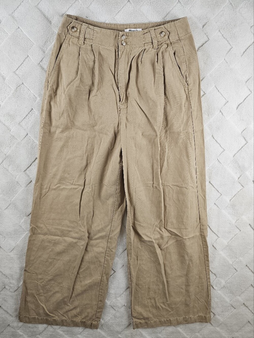 Madewell The Harlow Wide Leg Pant Womens 6 Pleasted Beige High Rise